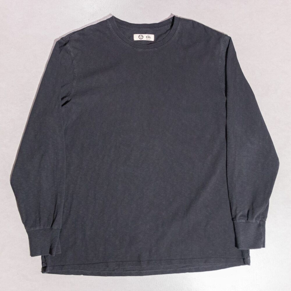 American Giant Long Sleeve Faded Black Cotton Tee TShirt Men's XXL Made in USA